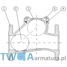 Zawór zwrotny kulowy T-16 DN150 PN10/PN16