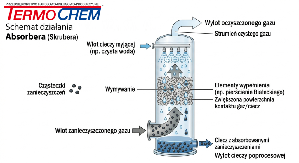 Mechanizm działana absorbera skrubera płuczki TERMOCHEM